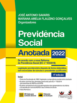 cover image of Previdência Social Anotada 4 Ed. (2022)